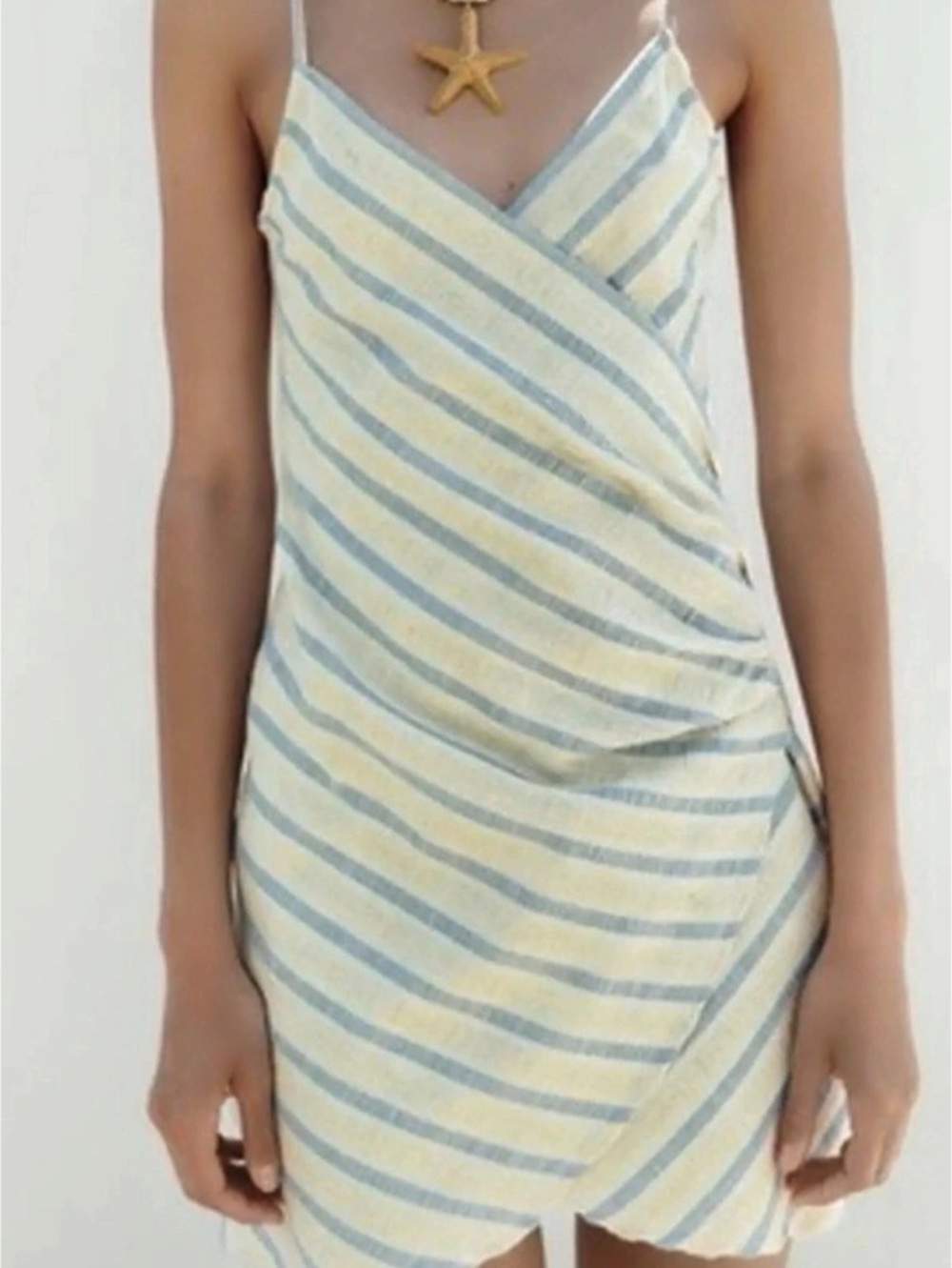 ZARA Striped Mini Dress in Blue & Cream Size S